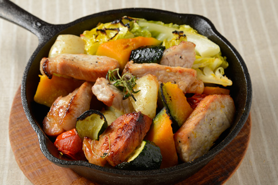 豚肉と彩り野菜の簡単ぎゅうぎゅう焼き