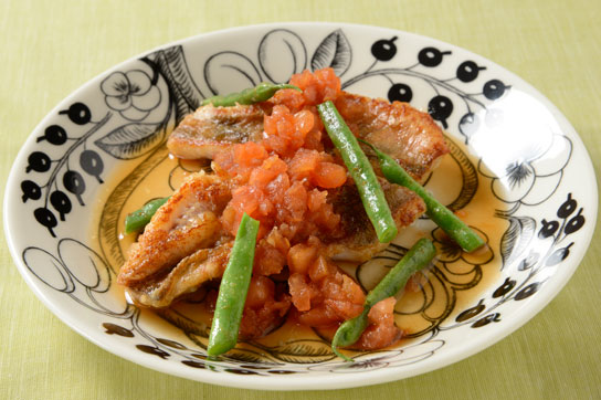 めばるのムニエル トマトポン酢ソース
