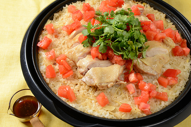 ホットプレートでシンガポール風チキンライス