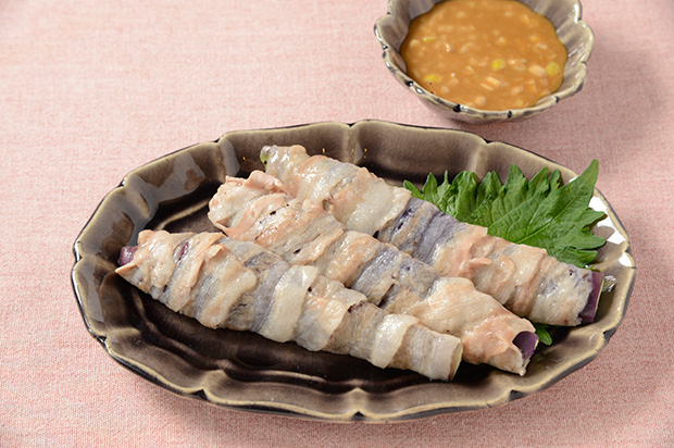 なすの豚巻き蒸し